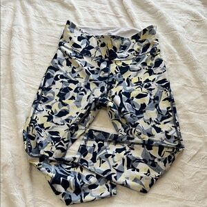 Abstract Navy and Yellow Patterned Leggings